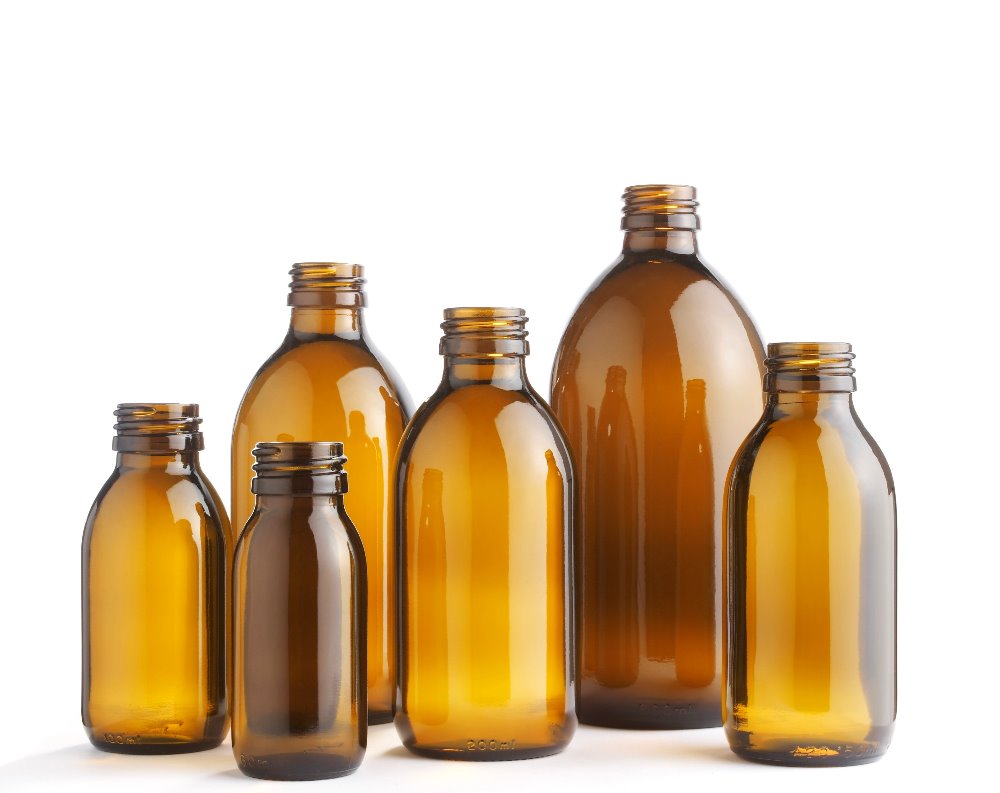 amber pharmaceutical glass bottle