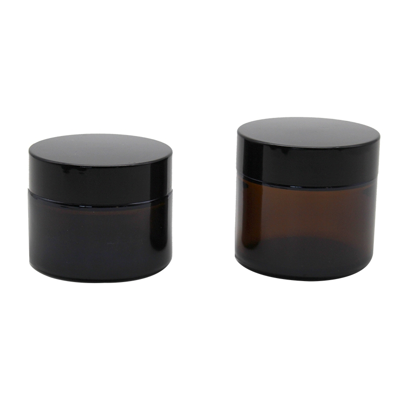 amber tinted glass candle jar with wide mouth black cover