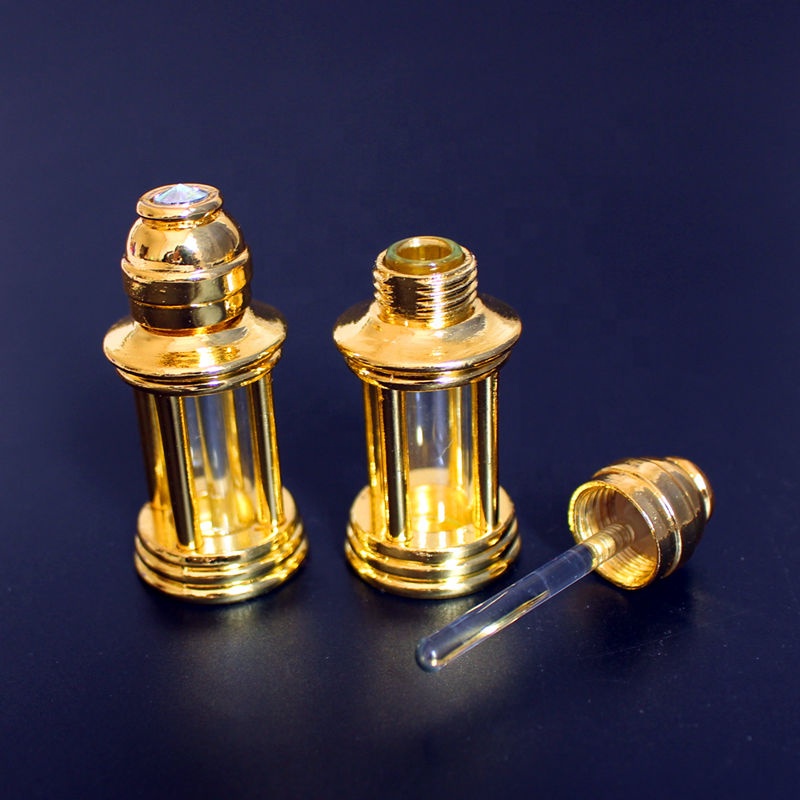 arabian metal 3ml glass attar bottles dubai arabic glass bottle with glass applicator/stick for essential oil