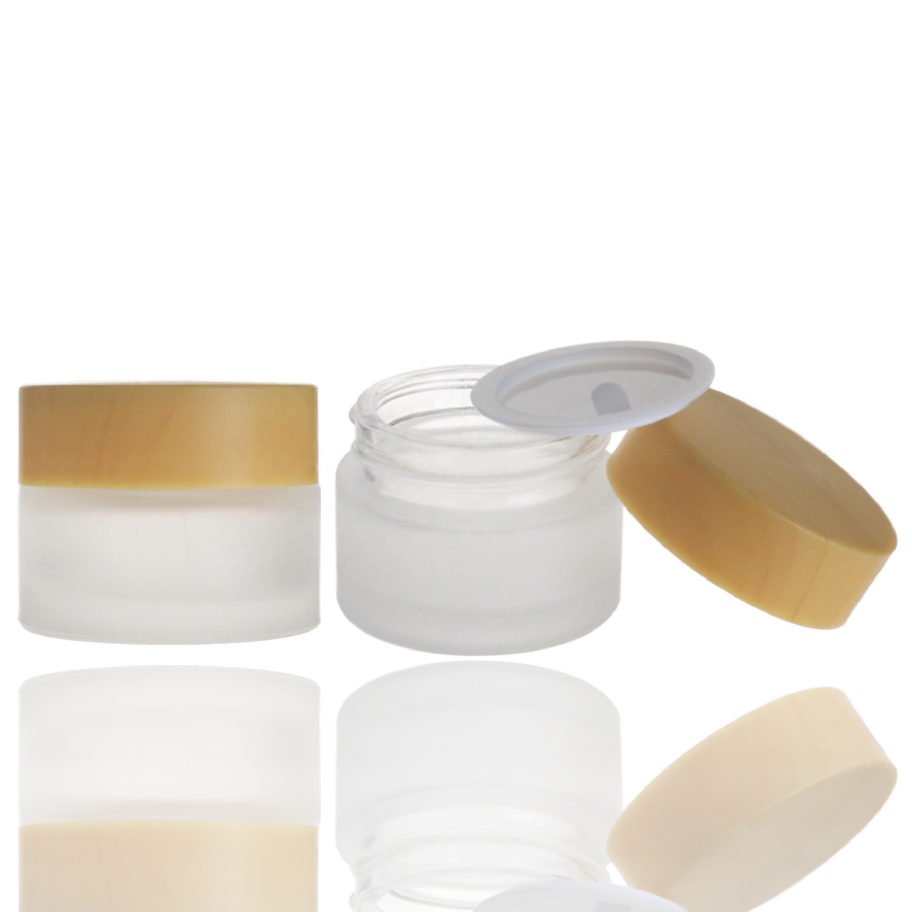 bamboo 20g glass frosted face cream cosmetic jar