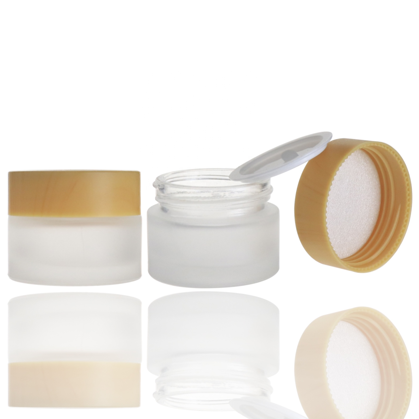 bamboo 20g glass frosted face cream cosmetic jar