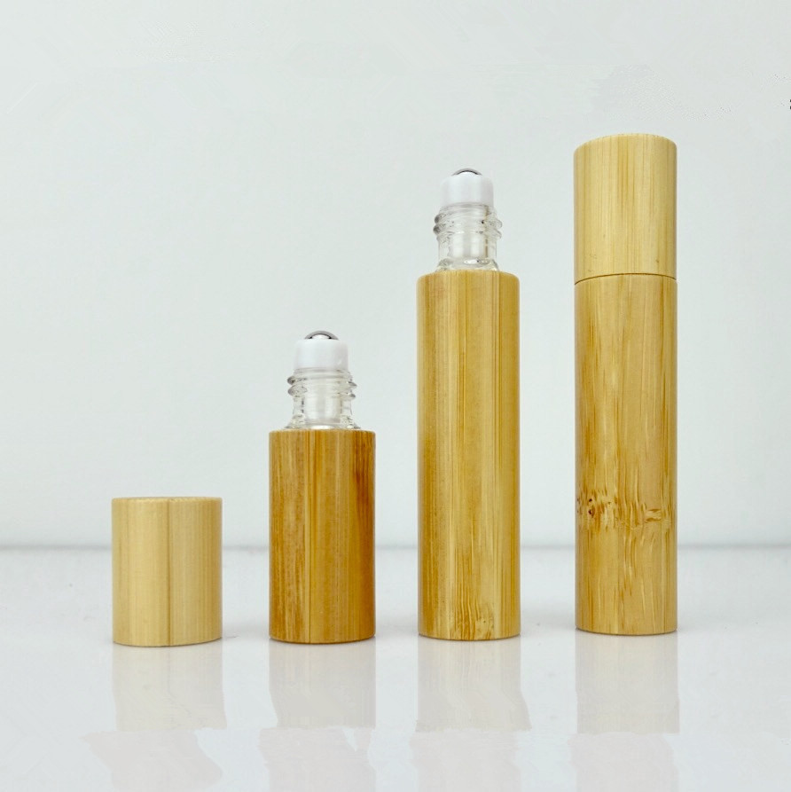 bamboo body 10 ml Roll-on Bottles with Stainless Steel Roller Balls