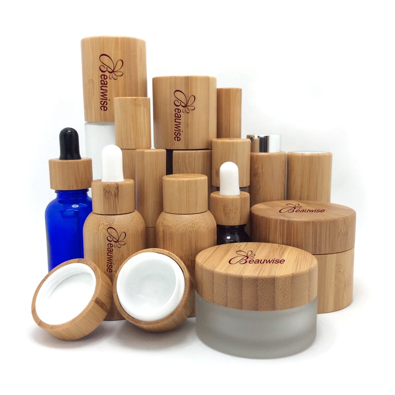 bamboo bottle cosmetic jar packaging great for shampoo shower gel or other liquids