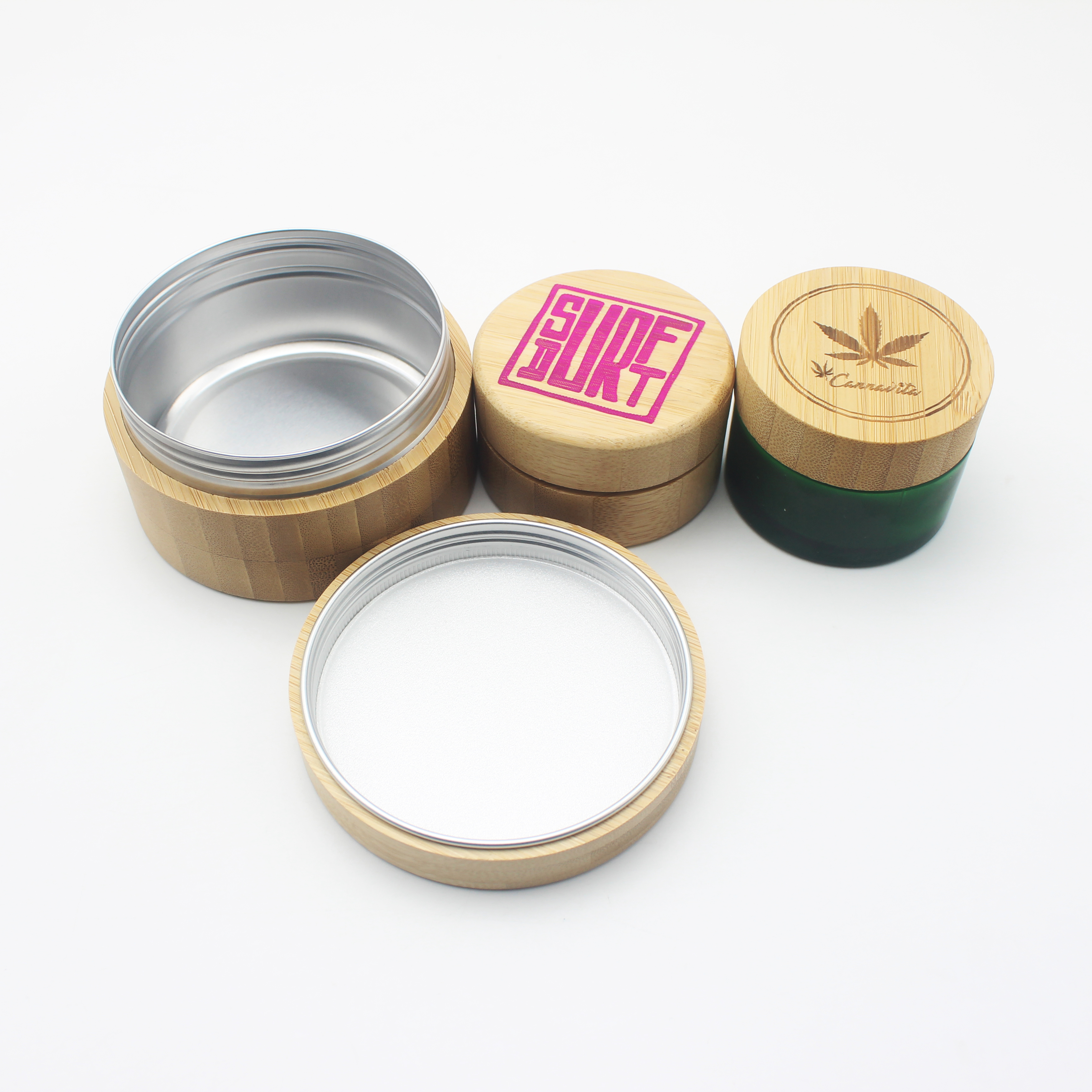 bamboo candle can aluminum jar container for beard balm BP-329K