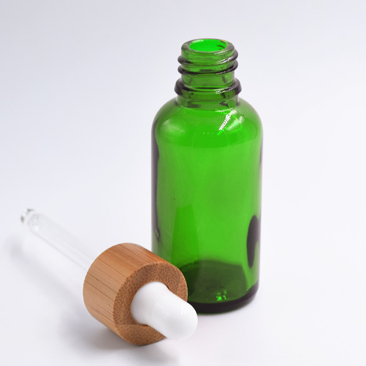 bamboo cap 30ml coloured clear pink red black blue purple glass bottle 30ml custom bamboo dropper bottle