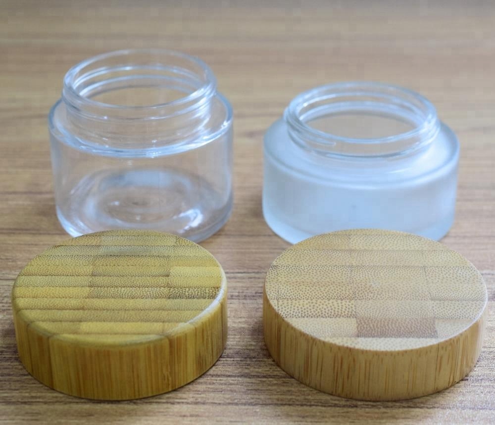 bamboo cap clear glass jar 2oz 4oz wooden cap jar  1 buyer
