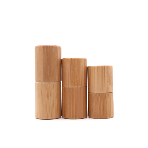 bamboo cap empty roll on glass bottle 10 ml roller ball perfume bottle with bamboo lid