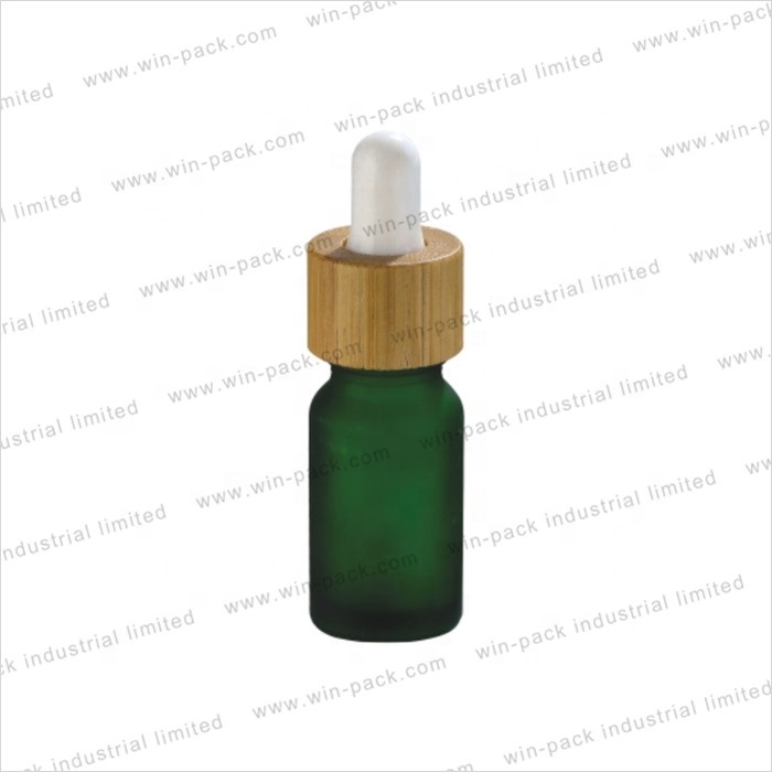 bamboo collar green glass dropper essential oil cosmetic  bottle packaging 10ml