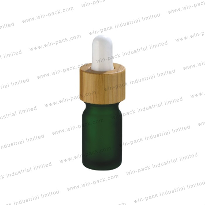 bamboo collar green glass dropper essential oil cosmetic bottle packaging 10ml