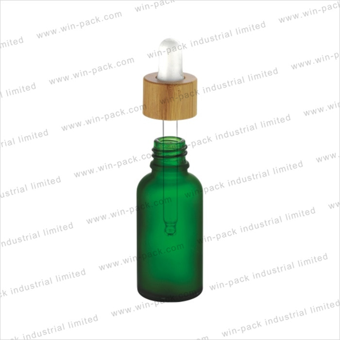 bamboo collar green glass dropper essential oil cosmetic bottle packaging 10ml