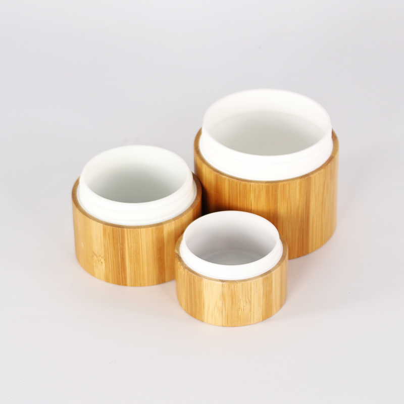 bamboo cosmetic jars Round 10g 30g bamboo full covered plastic jar with wooden lid