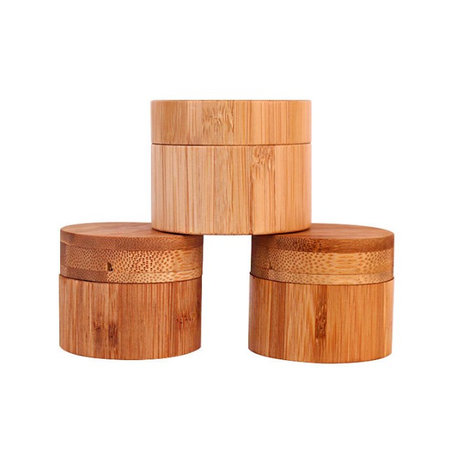 bamboo cosmetic packaging 100ml clear frosted glass cream jar with wooden lid 100ml  bamboo jars