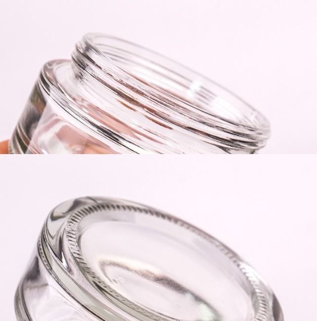 bamboo cosmetic packaging 20ml 30ml 50ml 100mlclear frosted glass jar with natural engraved LOGO bamboo lid