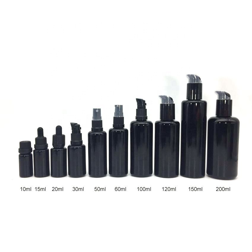 bamboo cosmetic packaging bamboo cap and pump ultraviolet glass bottle empty black cosmetic shampoo bottle and glass jars