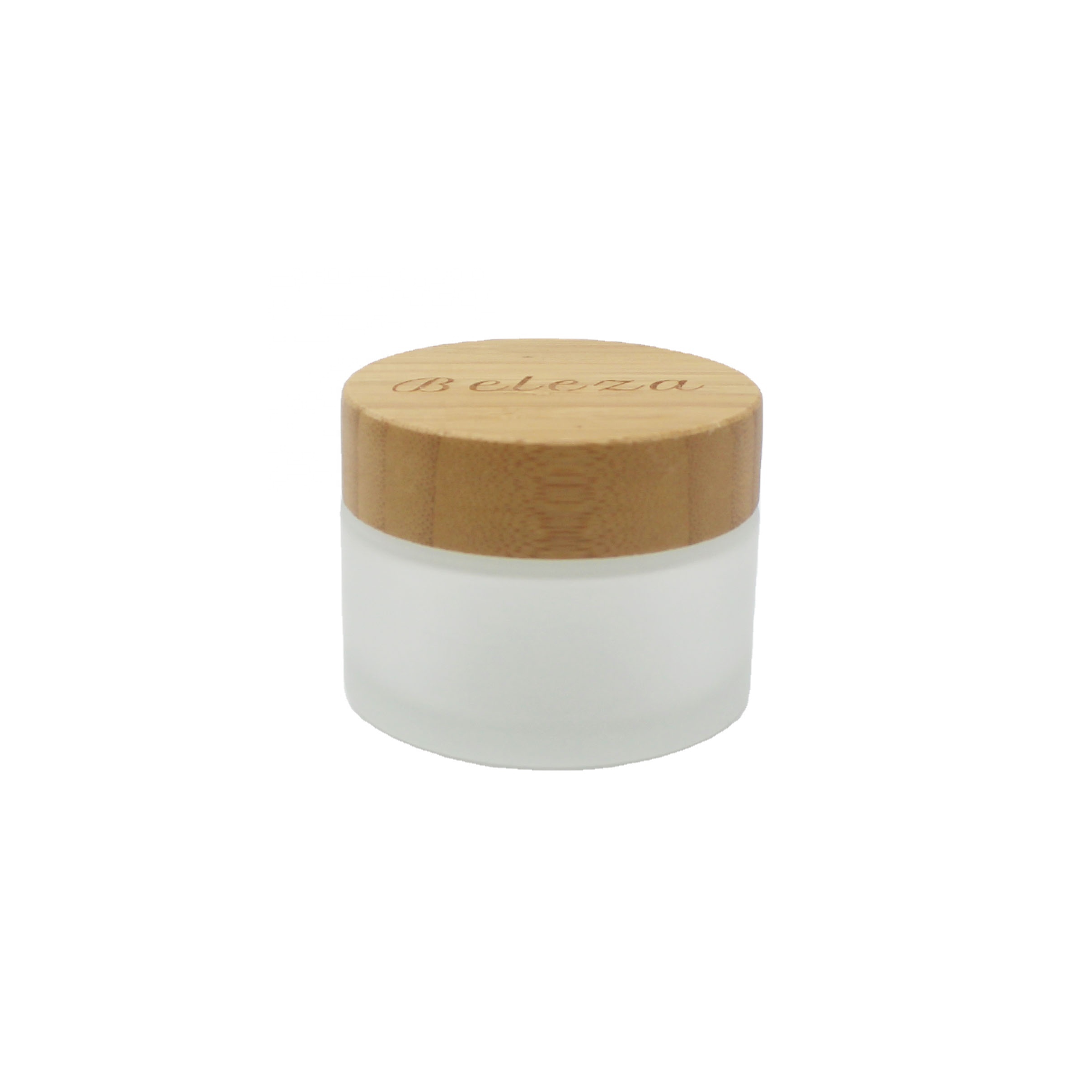 bamboo cosmetic packaging bamboo top15ml 30ml 50ml frosted glass jar face cream can be engraved skincare BBJ-246