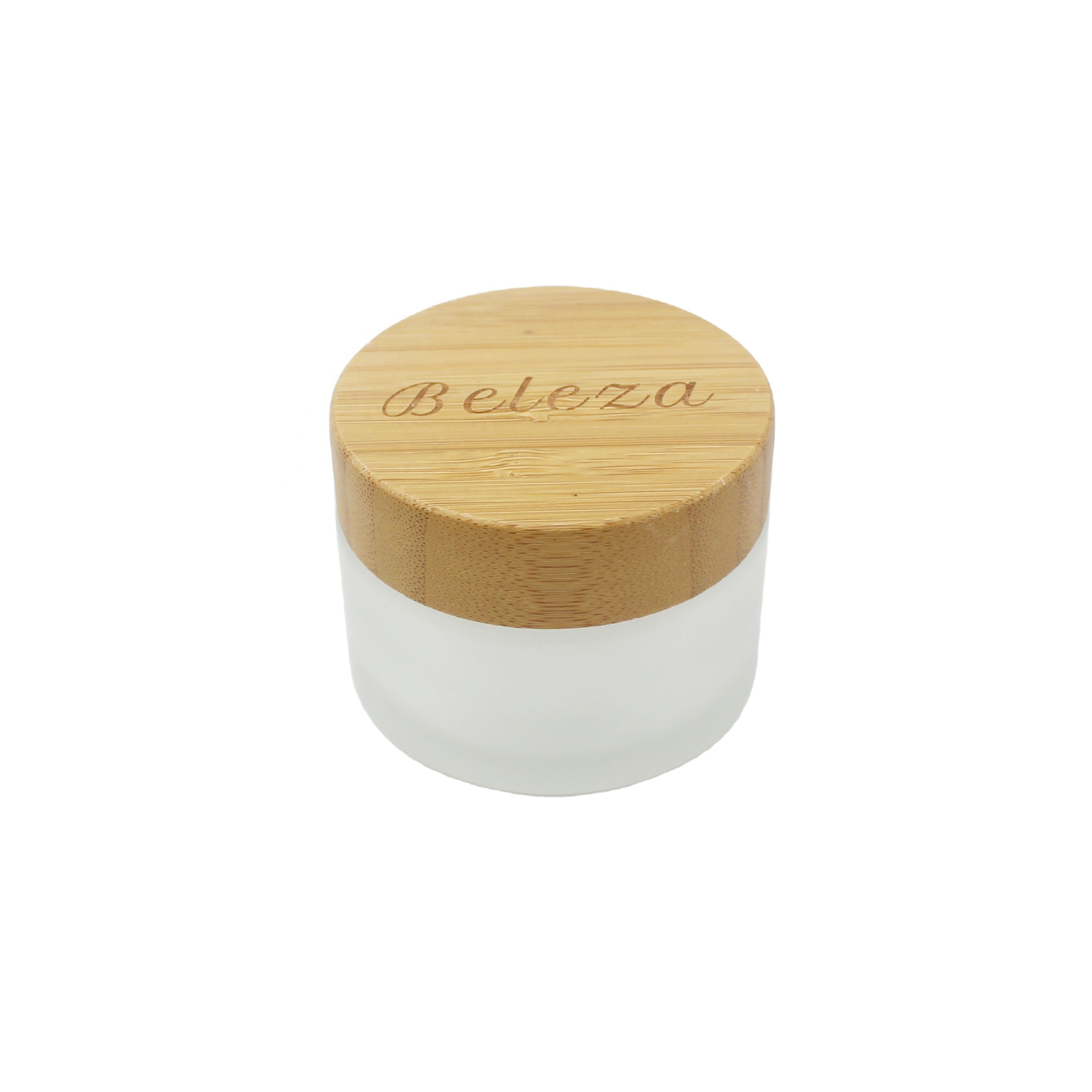 bamboo cosmetic packaging bamboo top15ml 30ml 50ml frosted glass jar face cream can be engraved skincare BBJ-246