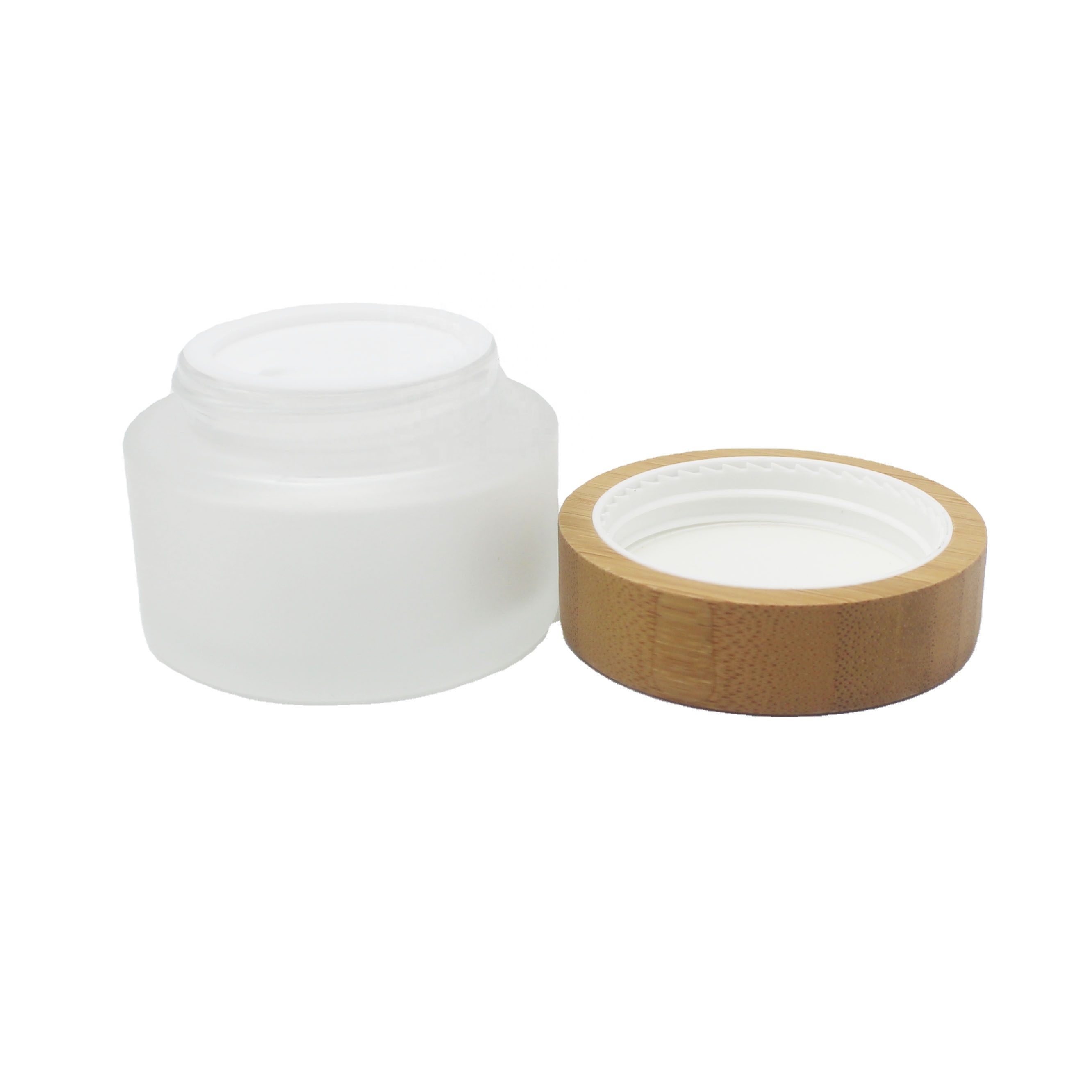 bamboo cosmetic packaging bamboo top15ml 30ml 50ml frosted glass jar face cream can be engraved skincare BBJ-246