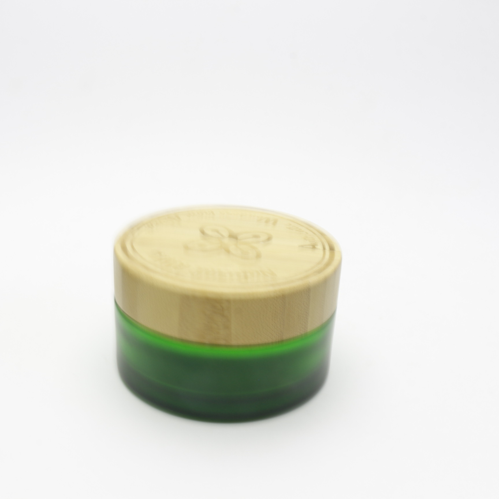bamboo cosmetic packaging bamboo top15ml 30ml 50ml frosted green glass jar GJ-258K