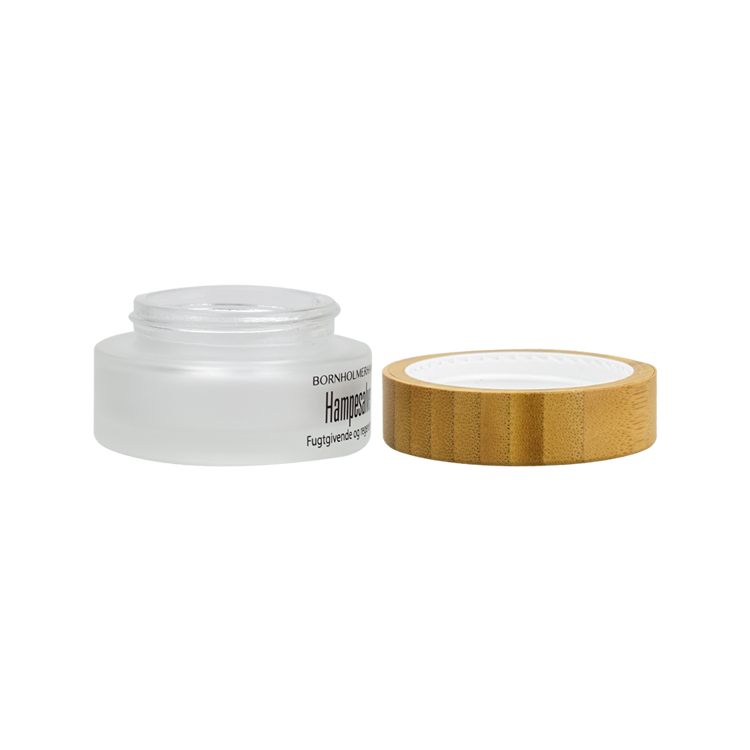 bamboo cosmetic packaging frosted glass 50ml custom engraved bamboo lid