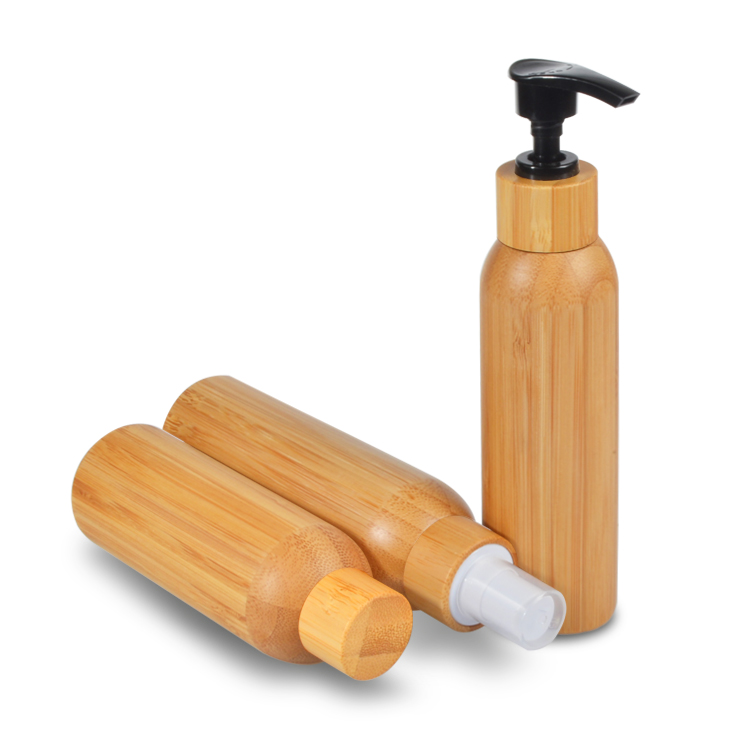 bamboo cosmetic packaging toner lotions serum 50ml 100ml 120ml 150ml frosted glass cosmetic bottle with bamboo lid