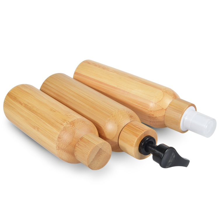 bamboo cosmetic packaging toner lotions serum 50ml 100ml 120ml 150ml frosted glass cosmetic bottle with bamboo lid