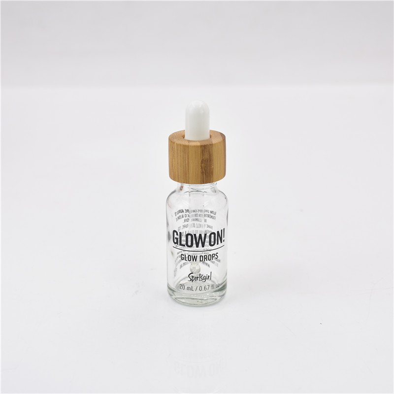 bamboo craft cosmetic glass bottle customized color cosmetics packing essential oil bottles with dropper