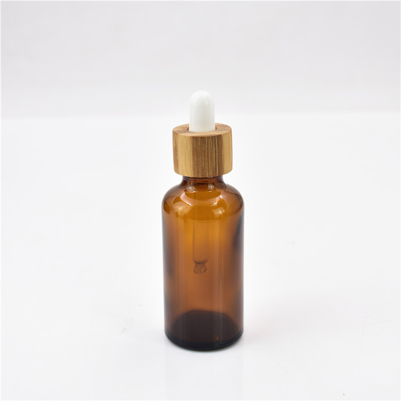 bamboo craft cosmetic glass bottle customized color cosmetics packing essential oil bottles with dropper