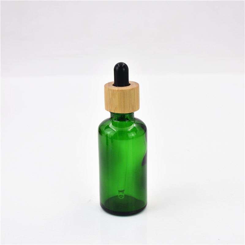 bamboo craft cosmetic glass bottle customized color cosmetics packing essential oil bottles with dropper