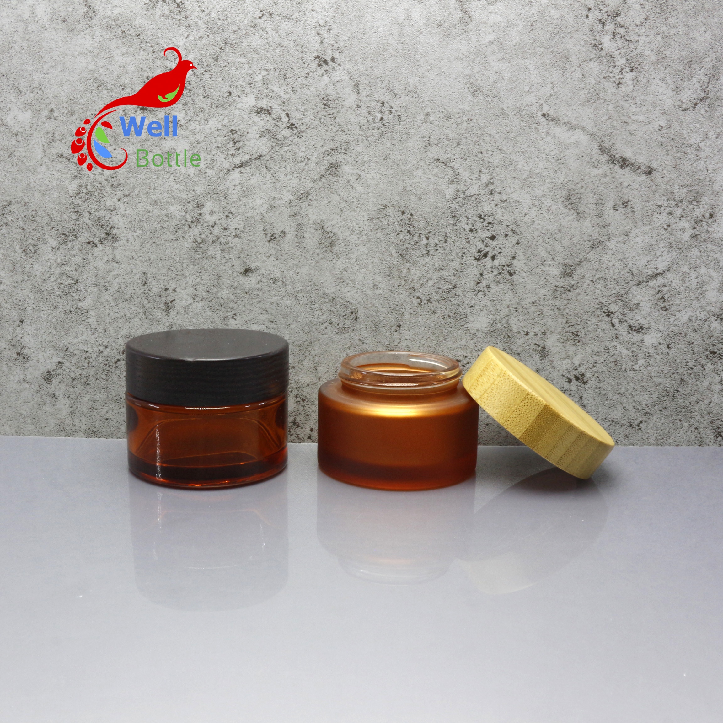 bamboo cream packaging 15g 30g 50g wood lid bamboo lid glass cosmetic jar BJ-602C