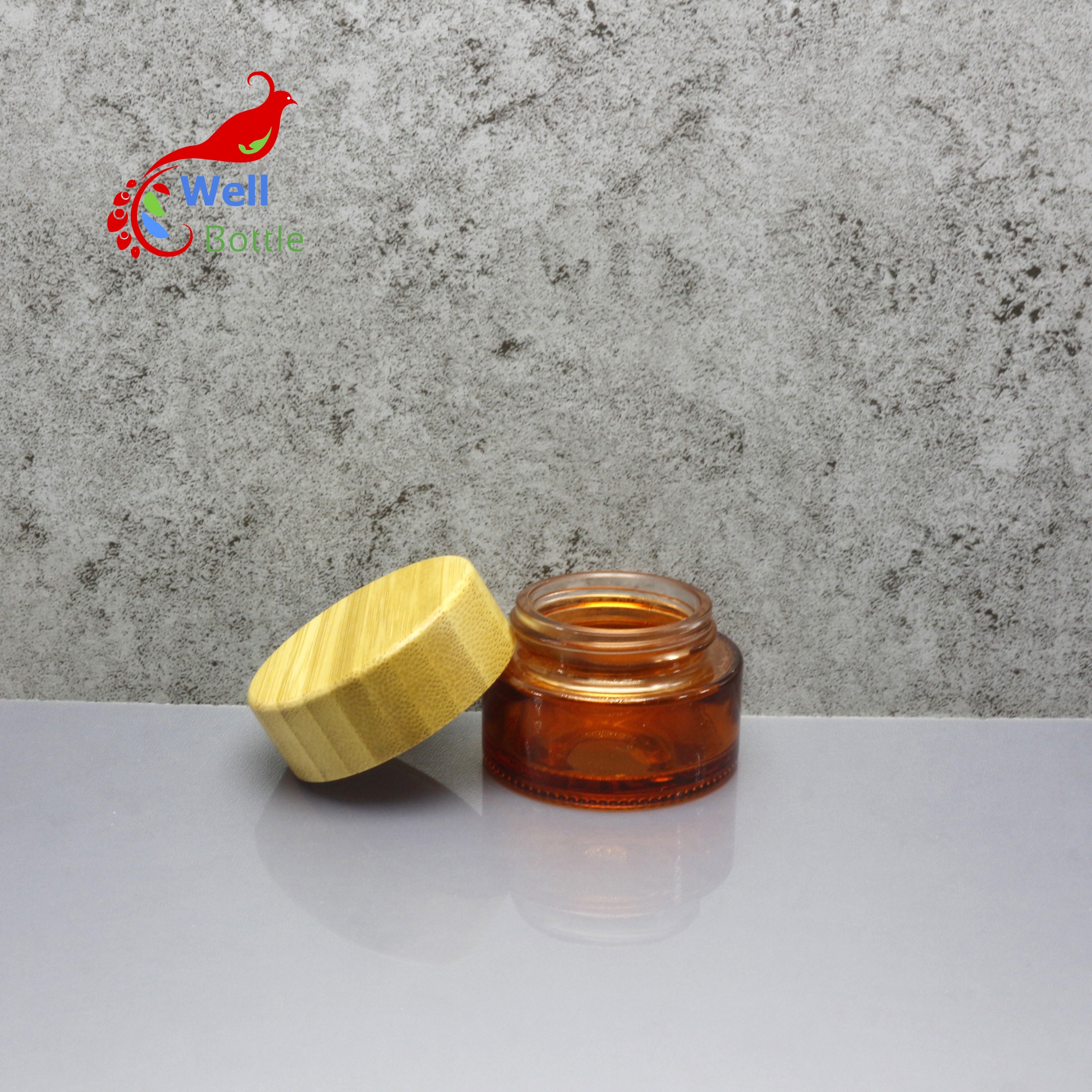bamboo cream packaging 15g 30g 50g wood lid bamboo lid glass cosmetic jar BJ-602C