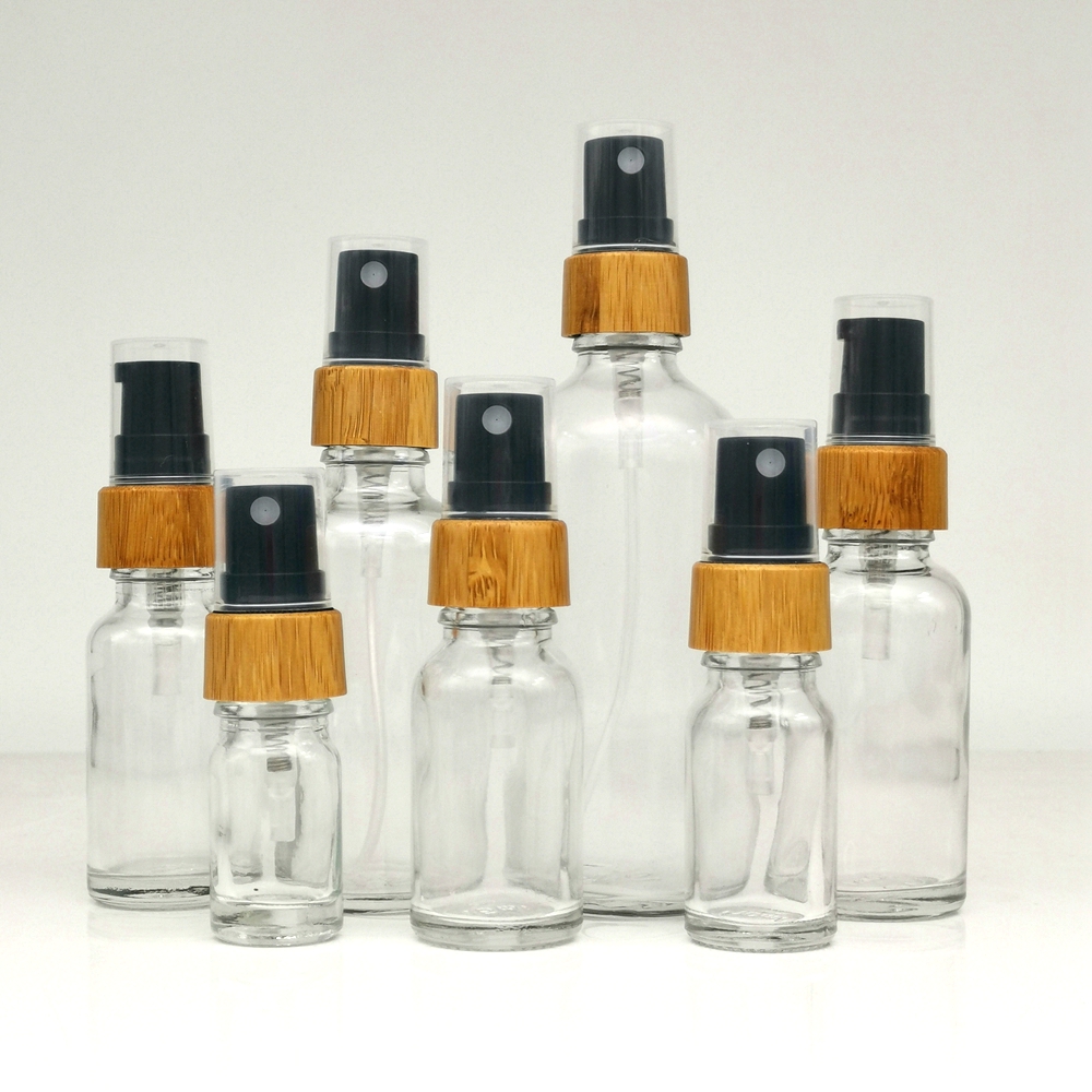 bamboo essential oil bottle glass pump bottle 5ml 10ml 15ml 20ml 30ml 50ml 100ml empty clear glass massage oil bottle