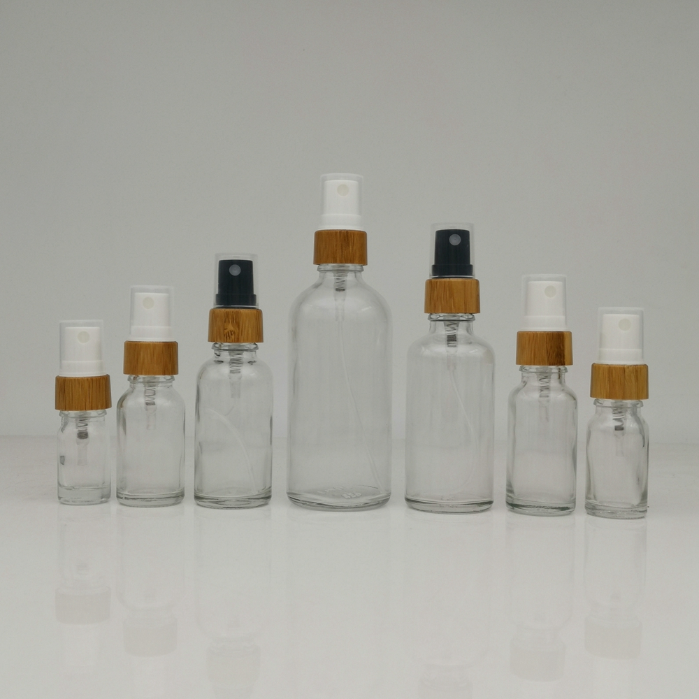 bamboo essential oil bottle glass pump bottle 5ml 10ml 15ml 20ml 30ml 50ml 100ml empty clear glass massage oil bottle