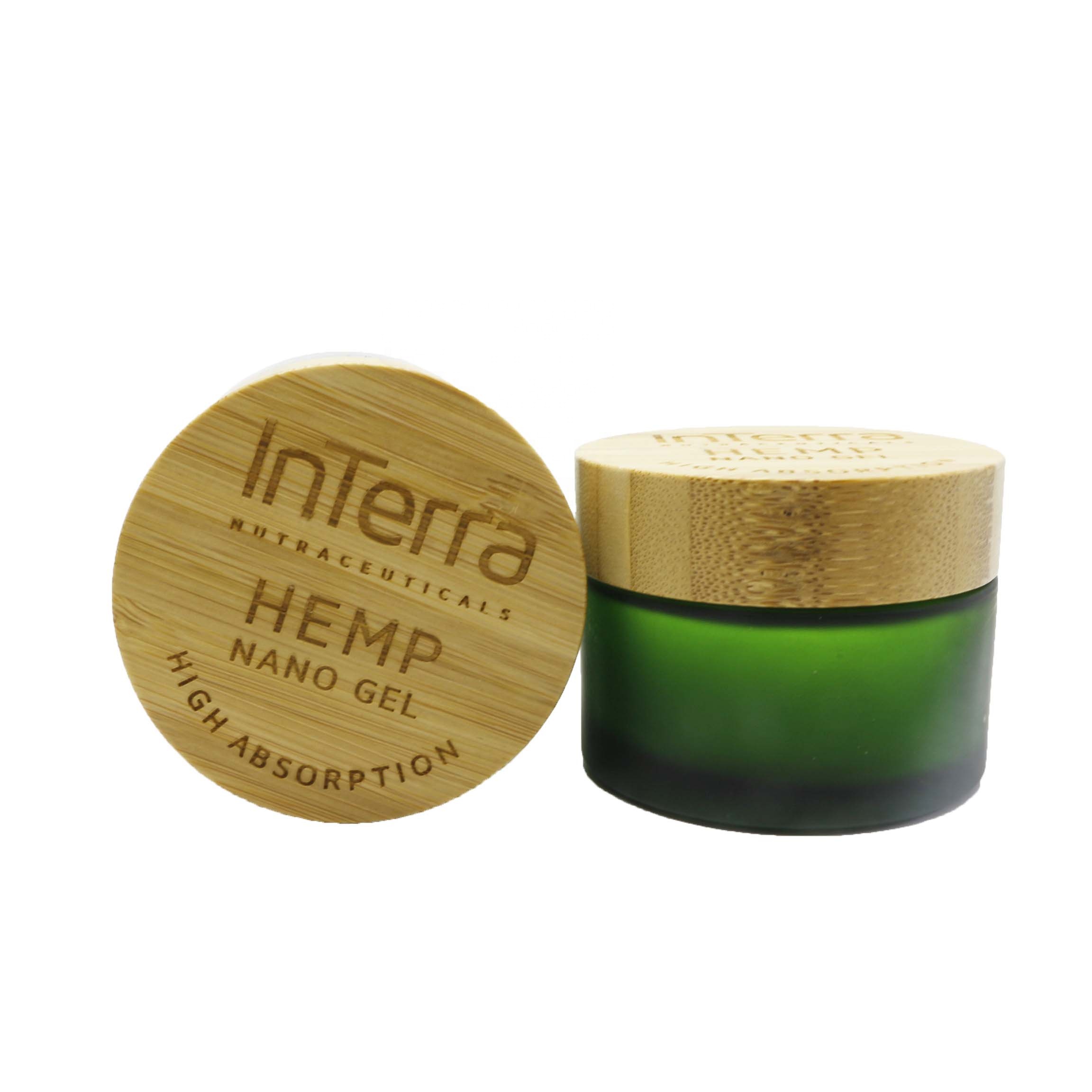 bamboo frosted green glass cosmetic jar and bottles with bamboo lid packaging TZ-01Q