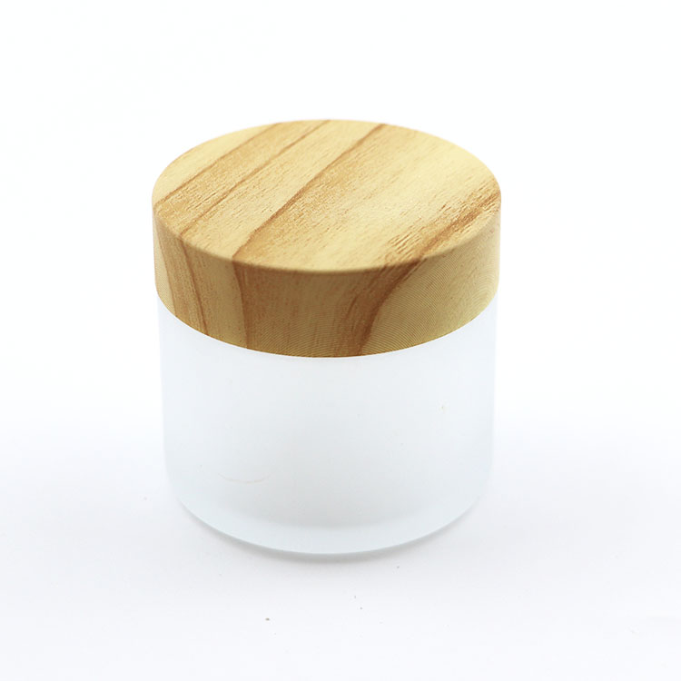 bamboo glass jar 5 10 15 30 50 ml empty cosmetic packaging clear frosted glass jar with wooden lid