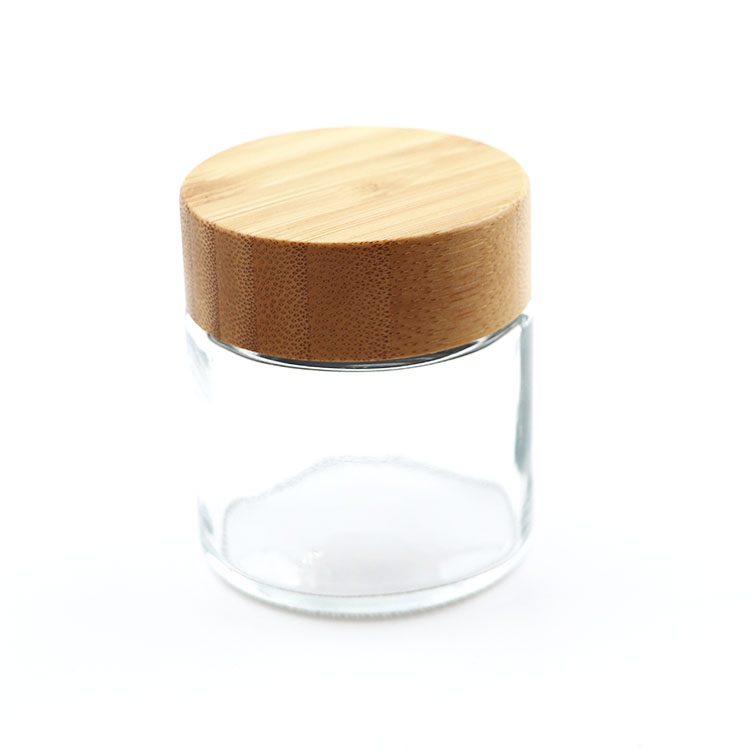 bamboo glass jar 5 10 15 30 50 ml empty cosmetic packaging clear frosted glass jar with wooden lid