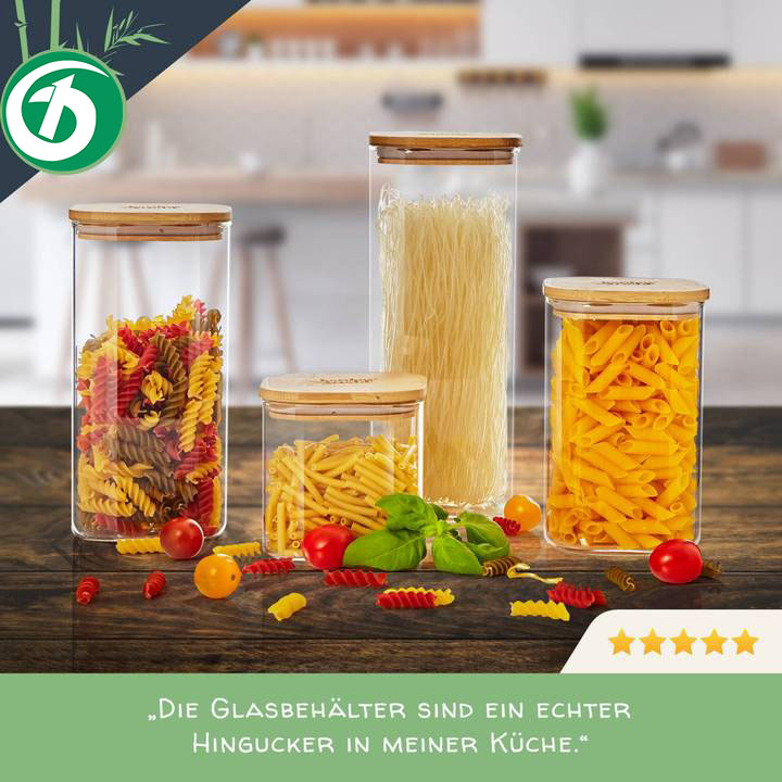 bamboo glass jars with lid glass food container with lid Multifunctional Food storage tanks
