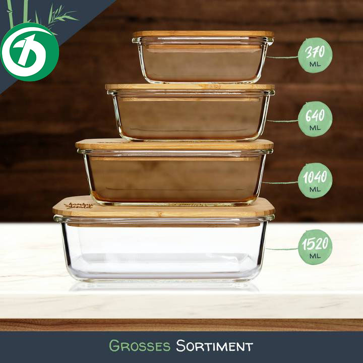 bamboo glass jars with lid glass food container with lid Multifunctional Food storage tanks