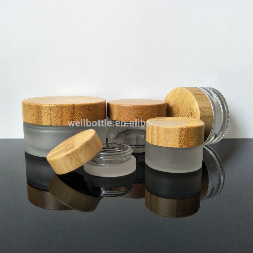bamboo jar with inner glass cosmetic packaging 30ml 50ml bamboo glass jar GJ-2007A