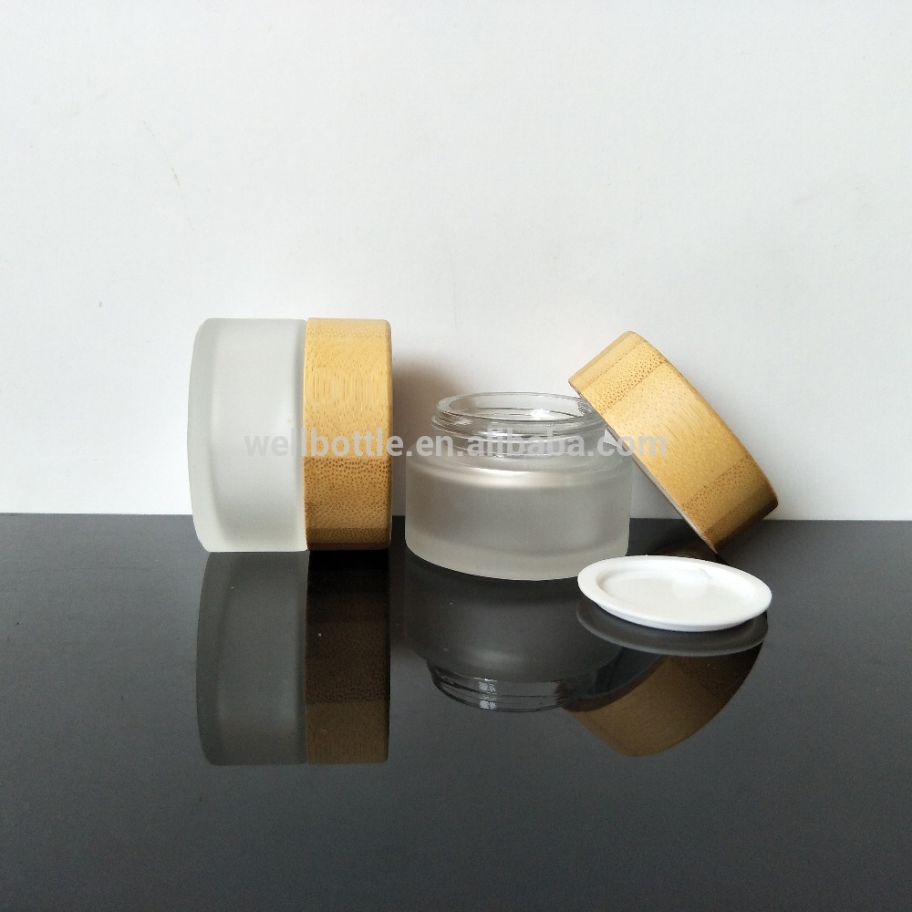 bamboo jar with inner glass cosmetic packaging 30ml 50ml bamboo glass jar GJ-2007A
