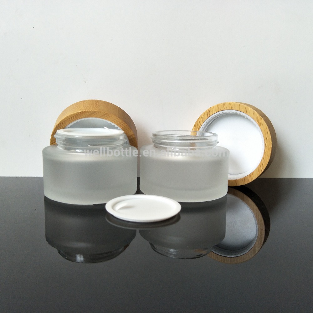 bamboo jar with inner glass cosmetic packaging 30ml 50ml bamboo glass jar GJ-2007A