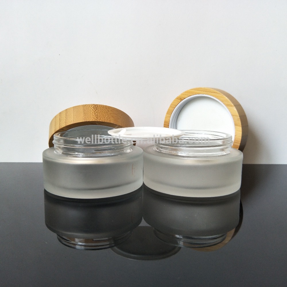 bamboo jar with inner glass cosmetic packaging 30ml 50ml bamboo glass jar GJ-2007A