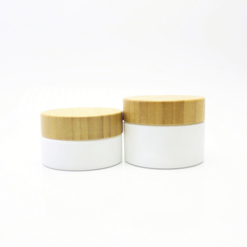 bamboo lid 100ml mask white glass jar BJ-006C