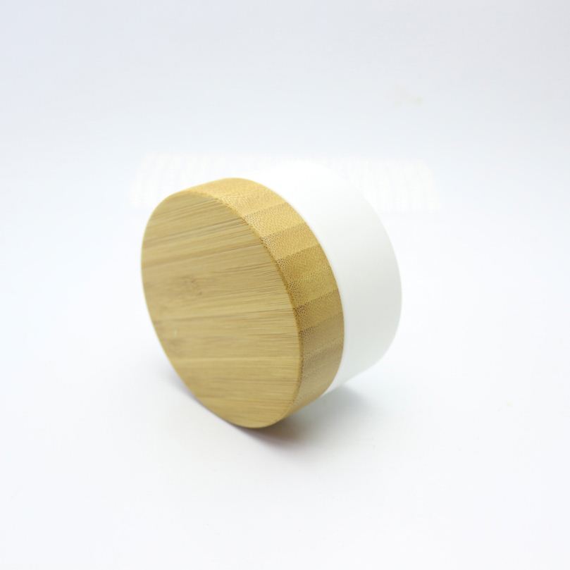 bamboo lid 100ml mask white glass jar BJ-006C