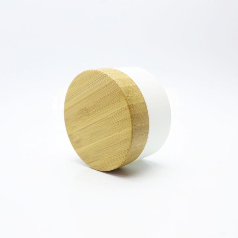 bamboo lid 100ml mask white glass jar BJ-006C