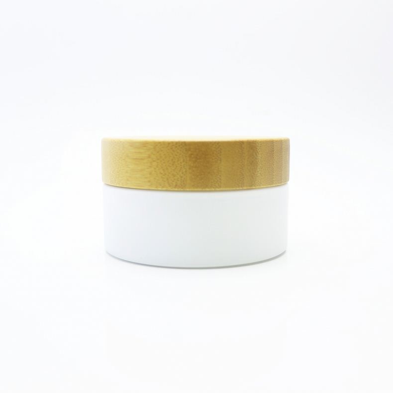 bamboo lid 100ml mask white glass jar BJ-006C
