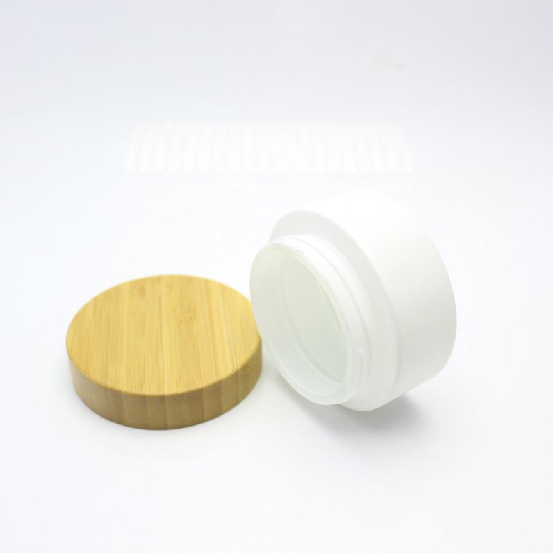bamboo lid 100ml mask white glass jar BJ-006C