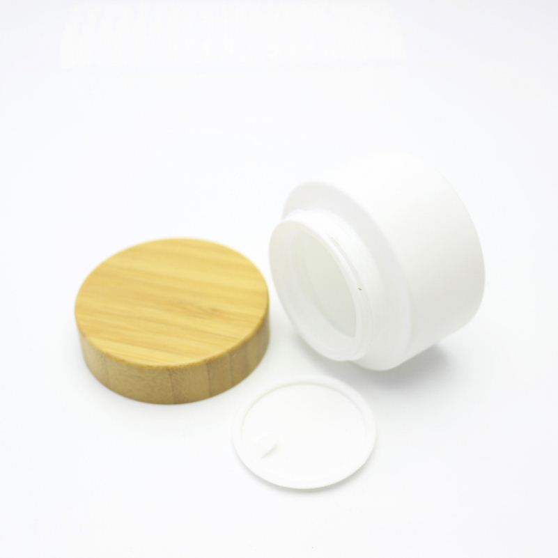 bamboo lid 100ml mask white glass jar BJ-006C