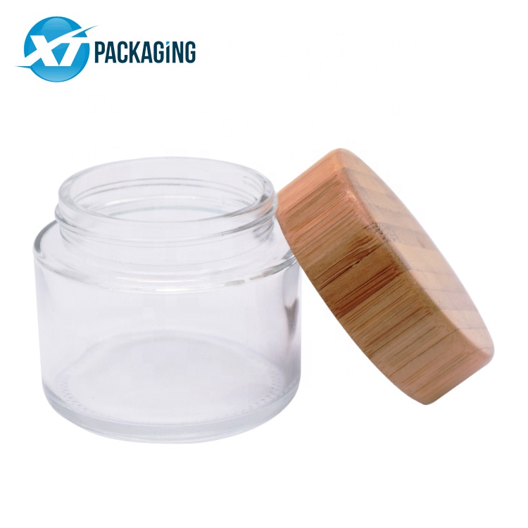 bamboo lid clear glass jar 1oz 4oz wooden cap jar  1 buyer