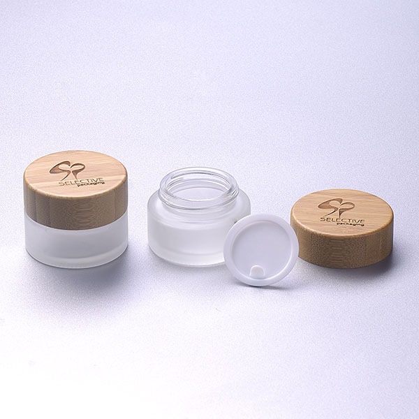 bamboo lid cosmetic glass jar glass screw top jars