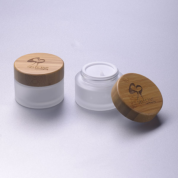 bamboo lid cosmetic glass jar glass screw top jars